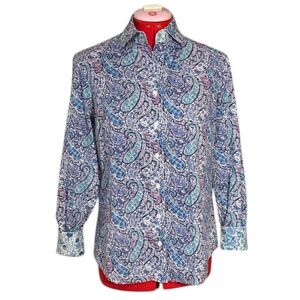 Lord & Taylor x Liberty Art Fabrics Purple Paisley Print Button Down Shirt
